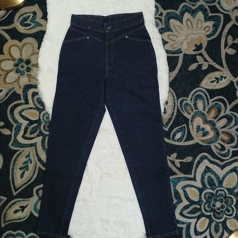 Rare vintage Levi's high rise tapered leg dark wash jeans - Picture 3 of 15